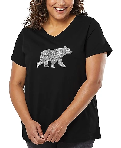La Pop Art Plus Mama Bear Word V-Neck T-Shirt