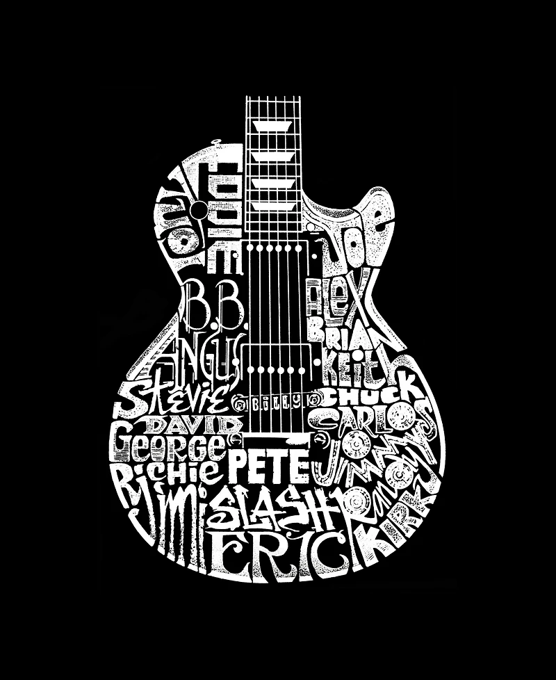 La Pop Art Plus Rock Guitar Head Word V-Neck T-Shirt