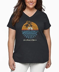 La Pop Art Plus Cities San Diego Word V-Neck T-Shirt