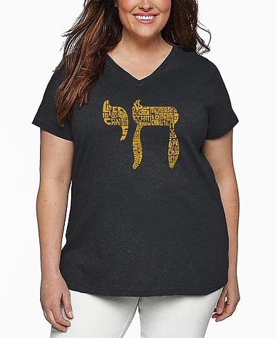 La Pop Art Plus Chai Word V-Neck T-Shirt