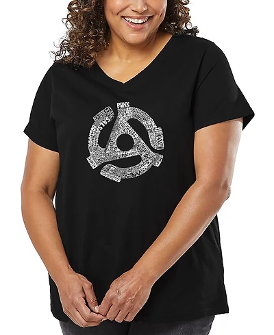 La Pop Art Plus Record Adapter Word V-Neck T-Shirt