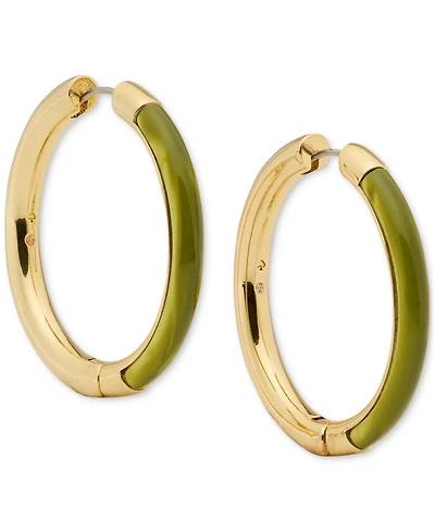 kate spade new york Gold-Tone Interlock Tortoise Medium Hoop Earrings, 1.34"