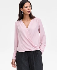 I.n.c. International Concepts Women's Surplice Long-Sleeve Blouse, Exclusively at Macy's