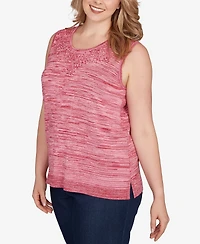 Ruby Rd. Plus Marled Knit Embroidered Tank Sweater