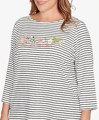 Ruby Rd. Plus Holiday Dogs Striped Knit Top