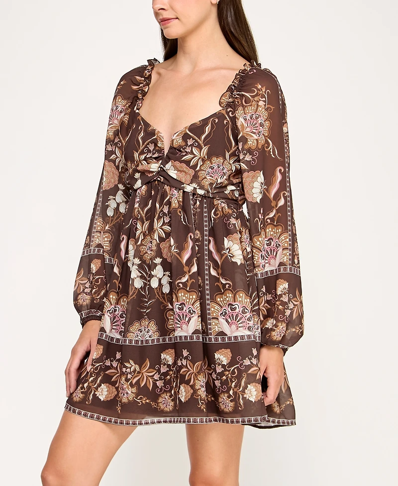 Row A Juniors' Long Sleeve Farm Rio Dress
