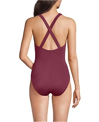 Lands' End Women's Long Torso Tugless X-Back One Piece Swimsuit