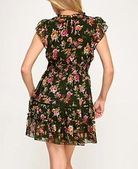 Trixxi Women's Ruffle Tiered Fit and Flare Dress