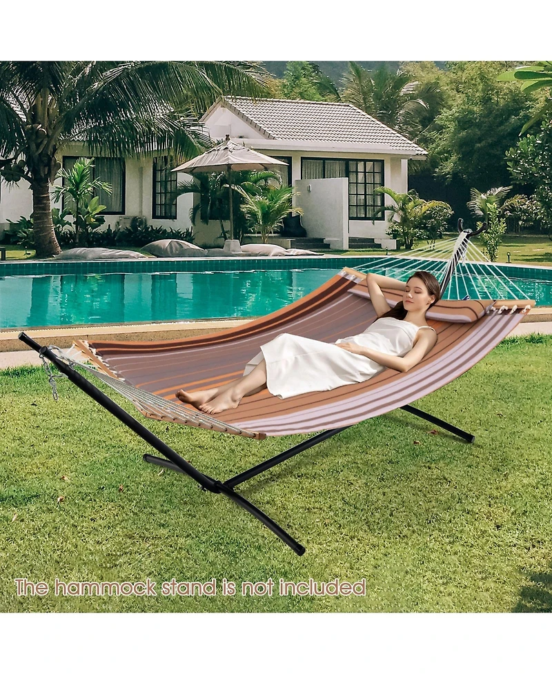 Gymax Patio Hammock Foldable Portable Swing Chair Bed Detachable Pillow