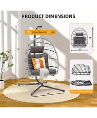 gaomon Egg Chair with Stand, Patio Rattan Wicker Hanging Swing Egg Chair, Thickened Aluminum Frame & Uv Resistant Cushion, 350 lbs Capacity