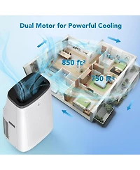 gaomon 15,000 Btu Portable Air Conditioner - Quiet Unit, Covers 850 Sq. Ft, 3 Fan Speeds, Dehumidifier Mode, Easy Install Window Kit, Black Top