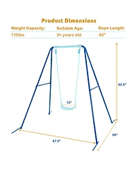 Gymax Outdoor Kids Swing Set Heavy Duty Metal A-Frame w/ Ground Stakes