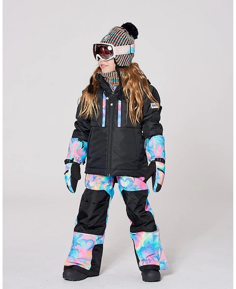 Deux par Girl Two-Piece Teknik Snowsuit Rainbow Heart Print