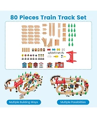 80-Piece Wooden Train Set and Table