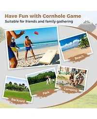 Akiudex Solid Wood Cornhole Board Set Portable Includes 8 Bean Bags