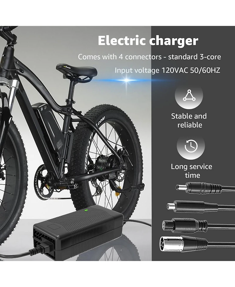 Urbanmax 54.6V 2A Electric Charger for 48V Lithium Battery with 4 Output Heads