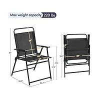 Yaheetech Set of 2 Outdoor/ Patio/ Garden/ Backyard Texteline Foldable Dining Chairs Black