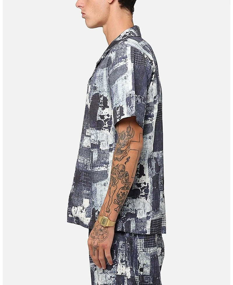 Xxiii Men's Printed Denim Patch Button Up Shirt