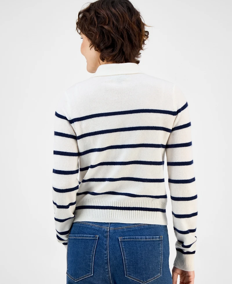 Charter Club Women's Cashmere Stripe Button-Front Cardigan, Macy's Exclusive