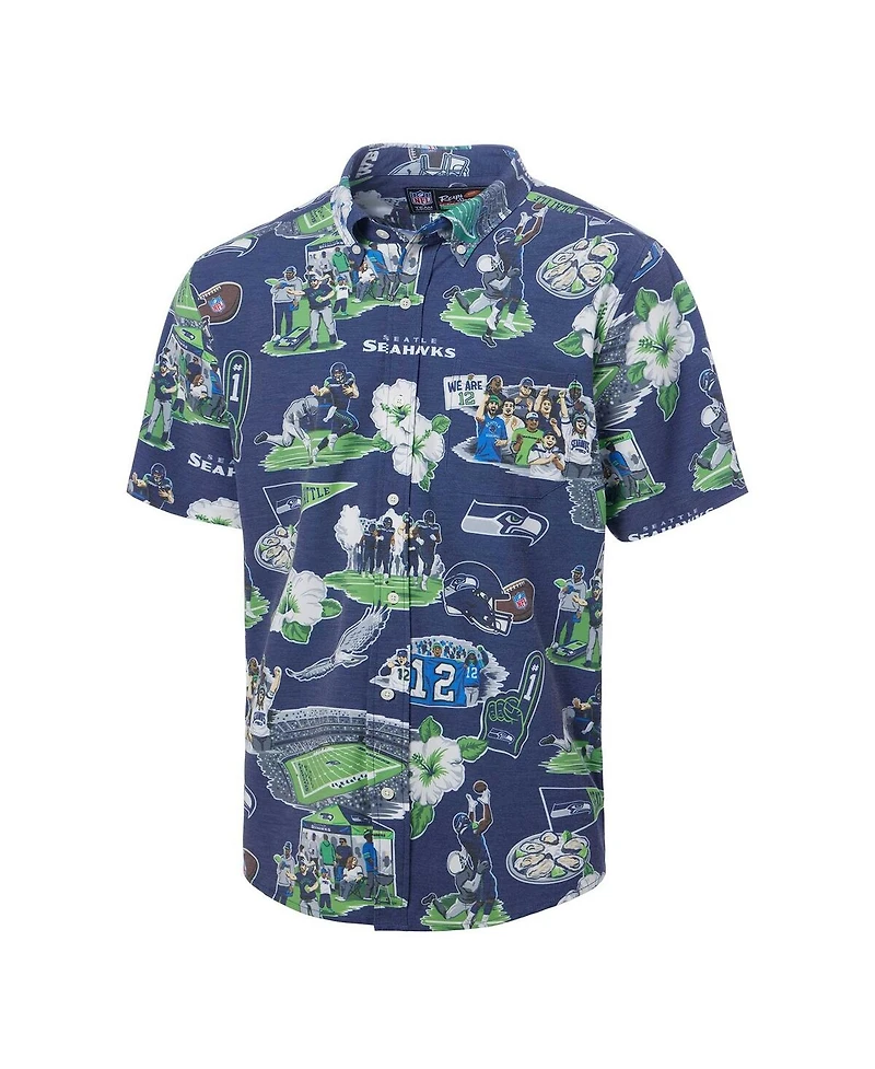 Reyn Spooner Men's College Navy Seattle Seahawks Scenic Button-Down Shirt