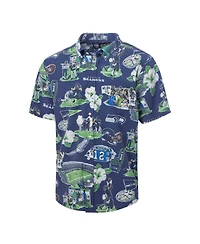 Reyn Spooner Men's College Navy Seattle Seahawks Scenic Button-Down Shirt