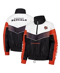 The Wild Collective Women's Black Cincinnati Bengals 1/4 Zip Track Jacket