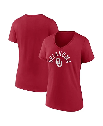 Fanatics Women's Crimson Oklahoma Sooners Team Logo V-Neck T-Shirt
