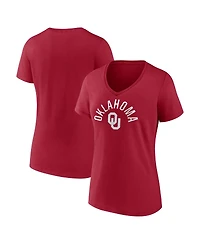 Fanatics Women's Crimson Oklahoma Sooners Team Logo V-Neck T-Shirt