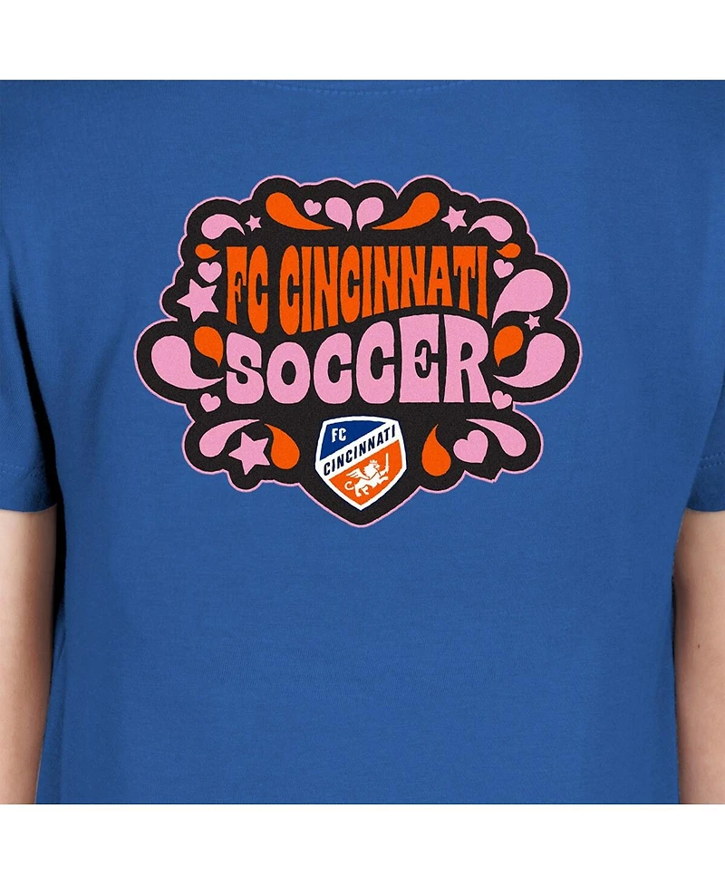 New Era Big Girls Blue Fc Cincinnati Bubble Heart T-Shirt