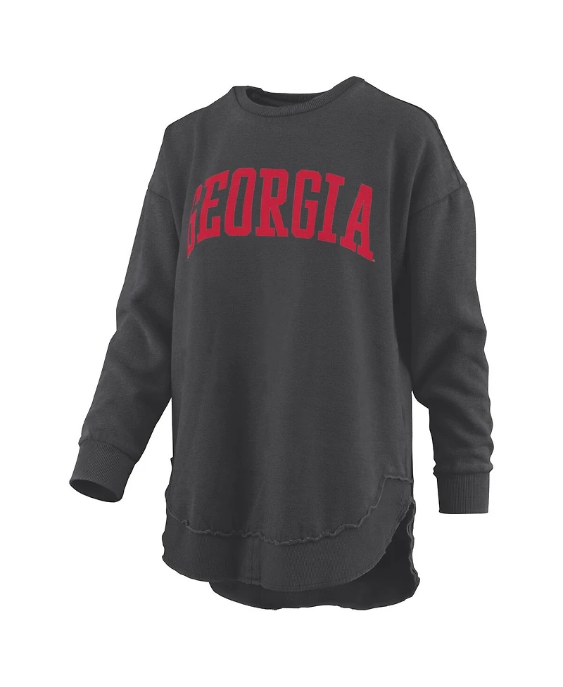 Pressbox Women's Georgia Bulldogs Melange Poncho Vintage Fleece Long Sleeve Pullover Sweatshirt