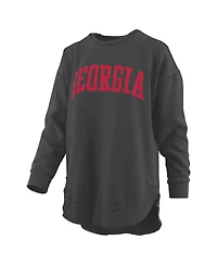 Pressbox Women's Georgia Bulldogs Melange Poncho Vintage Fleece Long Sleeve Pullover Sweatshirt
