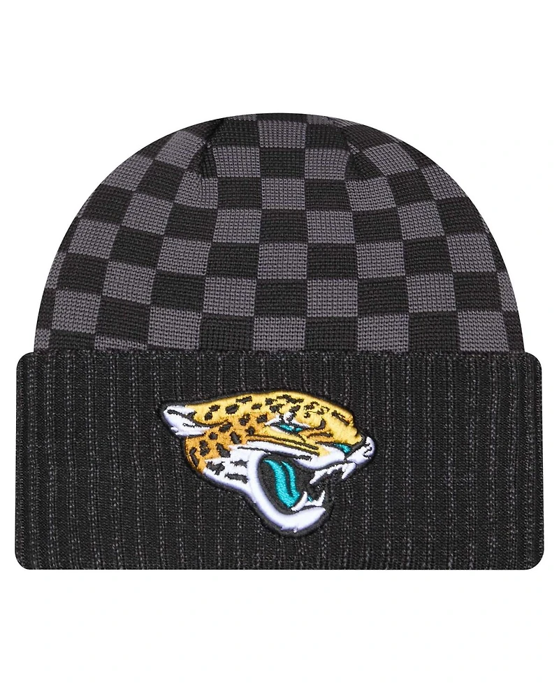 New Era Men's Black Jacksonville Jaguars Checkered Cuffed Knit Hat