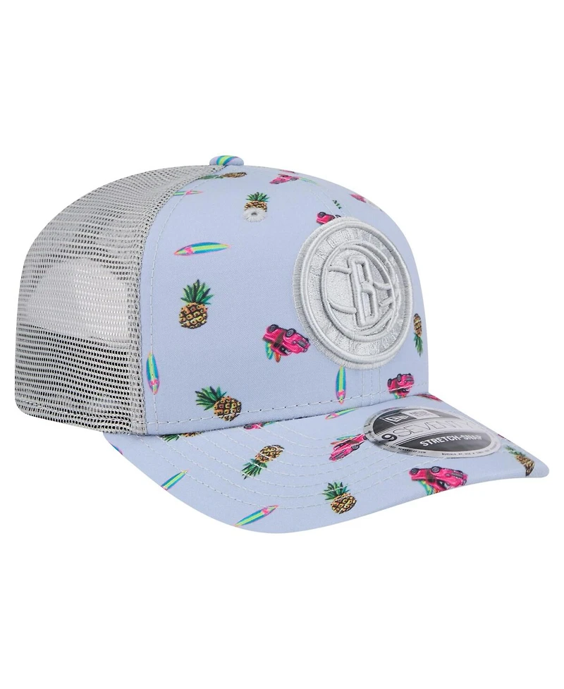 New Era Men's Light Blue/Gray Brooklyn Nets Adventure Aloha Pattern 9SEVENTY Stretch-Snap Hat