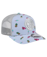 New Era Men's Light Blue/Gray Brooklyn Nets Adventure Aloha Pattern 9SEVENTY Stretch-Snap Hat