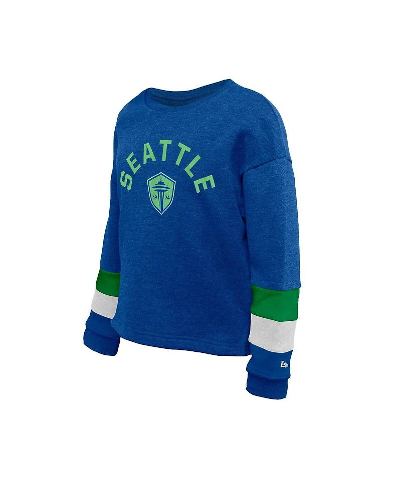 5th & Ocean By New Era Big Boys and Girls   Blue Seattle Sounders Fc High-Low Crewneck Sweatshirt
