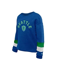 5th & Ocean By New Era Big Boys and Girls   Blue Seattle Sounders Fc High-Low Crewneck Sweatshirt