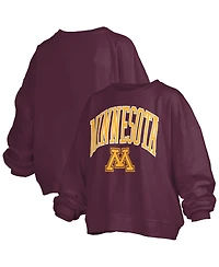 Pressbox Women's Maroon Minnesota Golden Gophers Janise Arch Over Logo Waist Length Oversized Pullover Sweatshirt