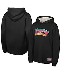 Mitchell & Ness Big Boys and Girls Black San Antonio Spurs Hardwood Classics Lightweight Thermal Long Sleeve Hoodie T-Shirt
