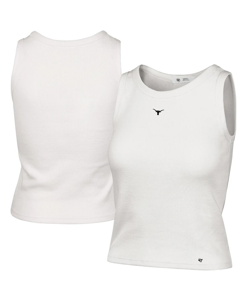 '47 Brand Women's Cream Texas Longhorns Micro Logo Ribbed Cropped Tank Top