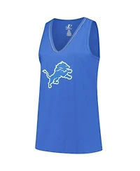 Logo Athletic Women's Blue Detroit Lions Plus Stellar Win V-Neck Tank Top
