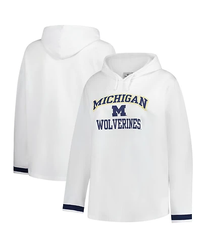 Fanatics Women's White Michigan Wolverines Plus Pullover Hoodie