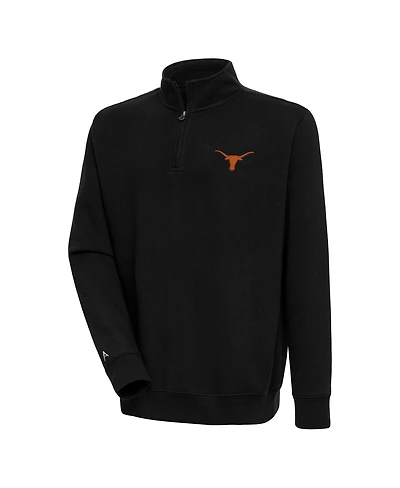 Antigua Men's Black Texas Longhorns Victory Quarter-Zip Pullover Hoodie