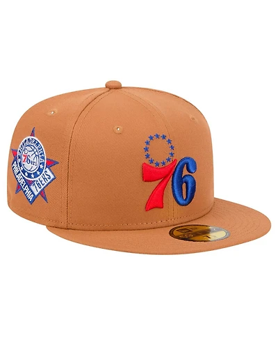 New Era Men's Tan Philadelphia 76ers Color Pack 59FIFTY Fitted Hat