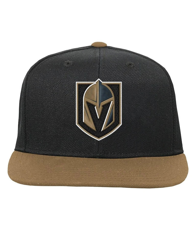 Mitchell & Ness Big Boys and Girls Black/Gold Vegas Golden Knights Core Team Two-Tone Snapback Hat