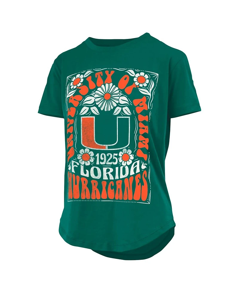 Pressbox Women's Green Miami Hurricanes Irvine Floral Team Color T-Shirt