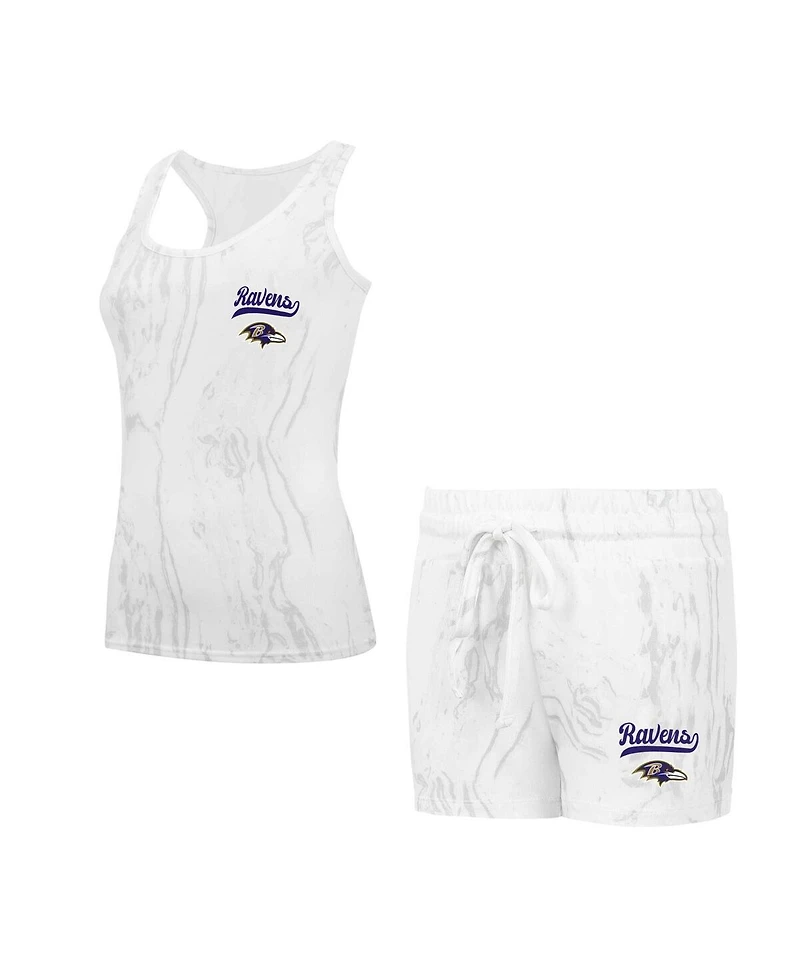 Concepts Sport Women's Baltimore Ravens Quartz Hacci Knit Tank Top Shorts Sleep Set