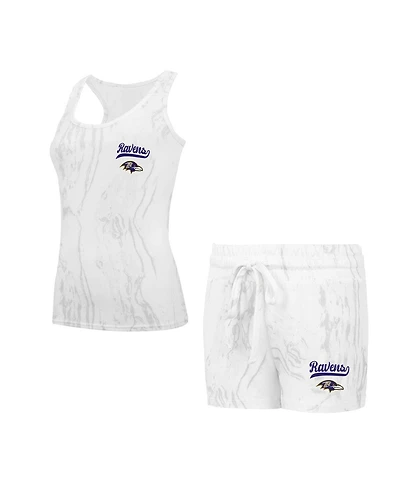 Concepts Sport Women's Baltimore Ravens Quartz Hacci Knit Tank Top Shorts Sleep Set