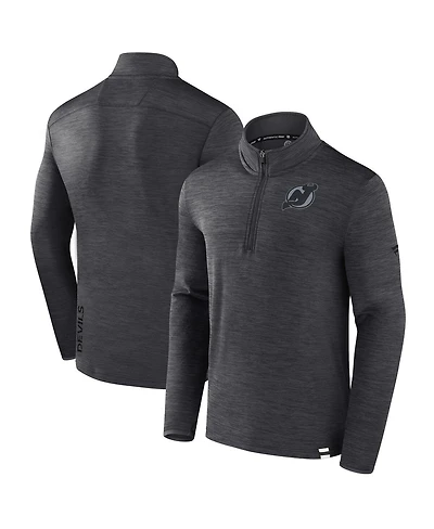 Fanatics Men's Heather Charcoal New Jersey Devils Tonal Logo Quarter-Zip Pullover Sweatshirt