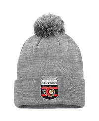 Fanatics Men's Gray Ottawa Senators Authentic Pro Home Ice Cuffed Knit Pom with Hat