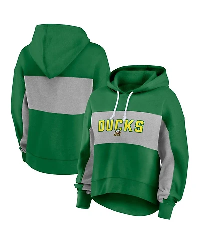 Fanatics Women's Green/Gray Oregon Ducks Fleece Pullover Hoodie